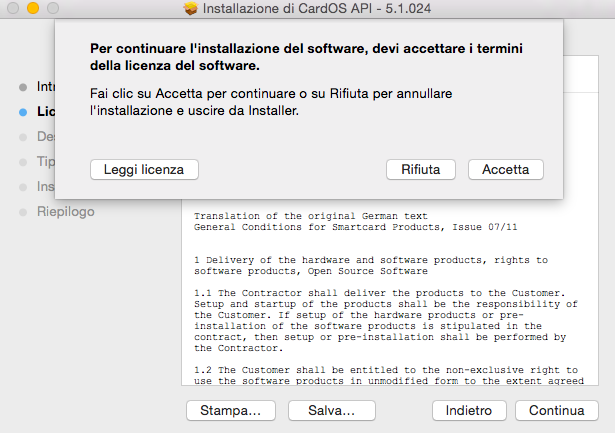 CARTA SIEMENS / POSTECOM PASSO 1. Scaricare ed eseguire il Software di gestione della Carta (versione Mac OS 10.5, Mac OS 10.6, Mac OS 10.