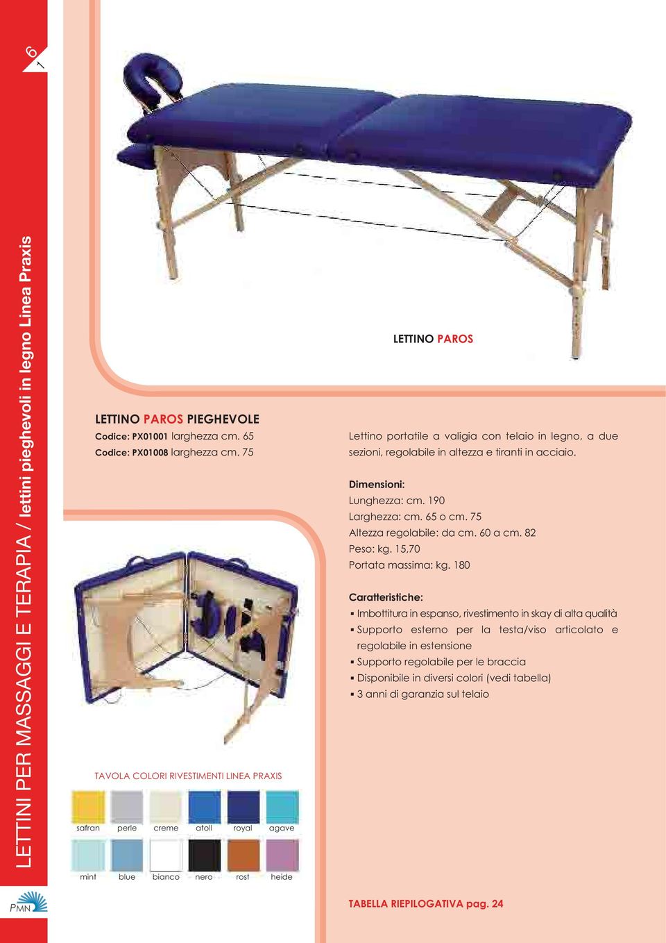 regolabile in altezza e tiranti in acciaio. Lunghezza: cm. 90 Larghezza: cm. 65 o cm. 75 Altezza regolabile: da cm. 60 a cm. 82 Peso: kg. 5,70 Portata massima: kg.