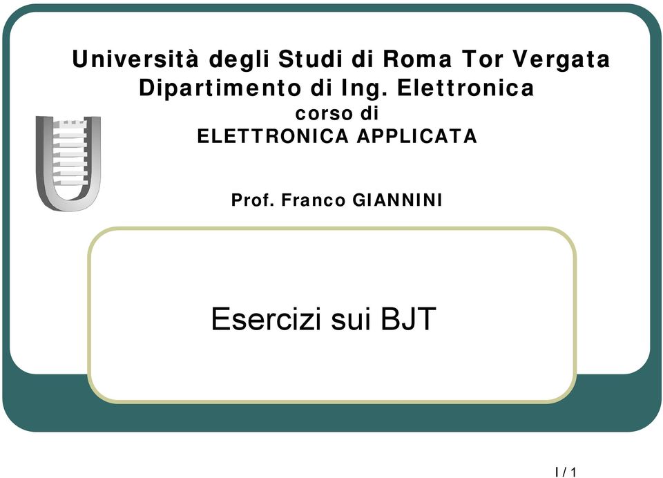 Elettronica corso di ELETTRONCA