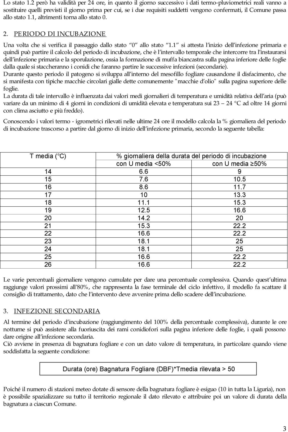 confermati, il Comune passa allo stato 1.1, altrimenti torna allo. 2. PERIODO DI INCUBAZIONE Una volta che si verifica il passaggio dallo stato 0 allo stato 1.