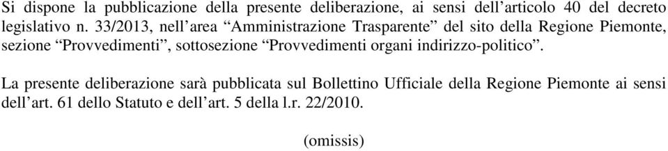 sottosezione Provvedimenti organi indirizzo-politico.