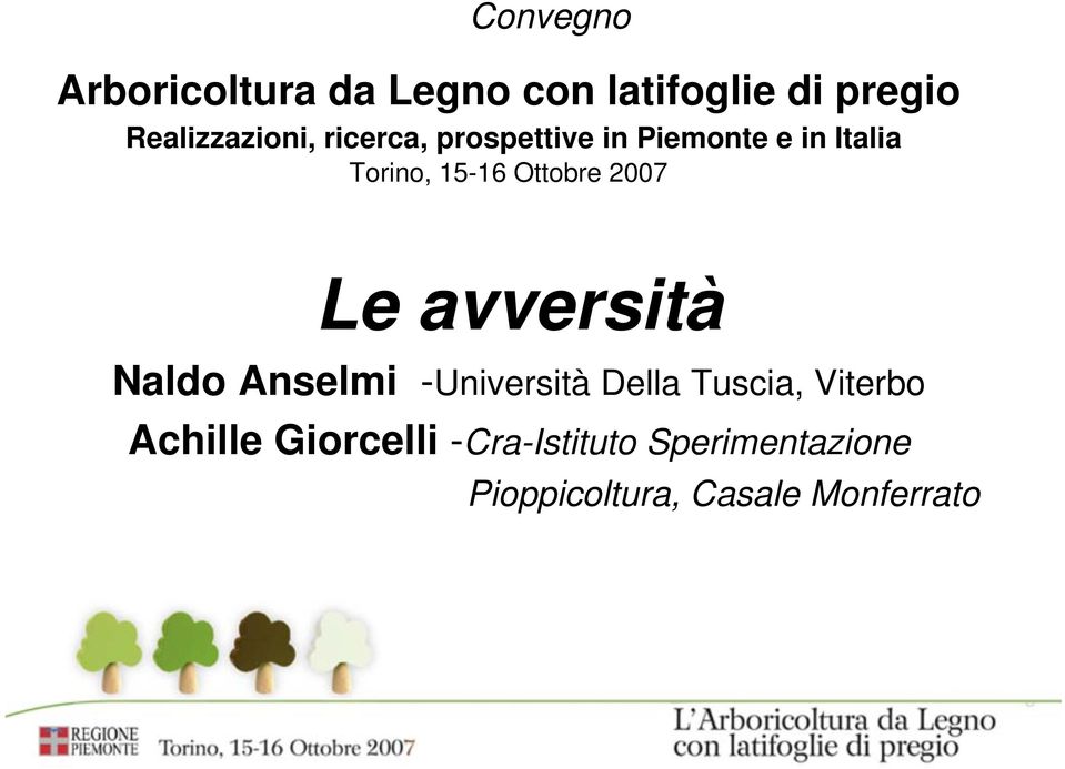 Le avversità Naldo Anselmi -Università Della Tuscia, Viterbo Achille