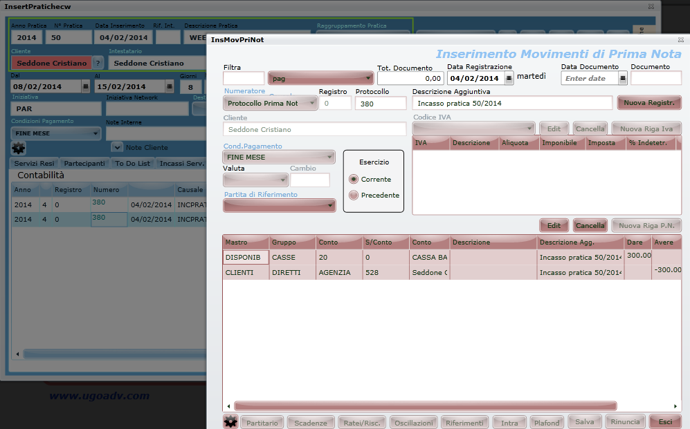 direttamente i movimenti contabili dall interno della pratica.