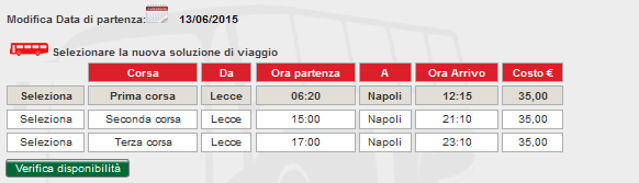 VARIAZIONE BIGLIETTO L utente può effettuare la variazione del biglietto solo in termini di orario e data partenza corsa e dati personali del passeggero.