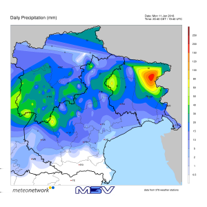 Ha soffiato forte anche il libeccio con un forte aumento delle temperature. Qui sotto gli accumuli odierni.