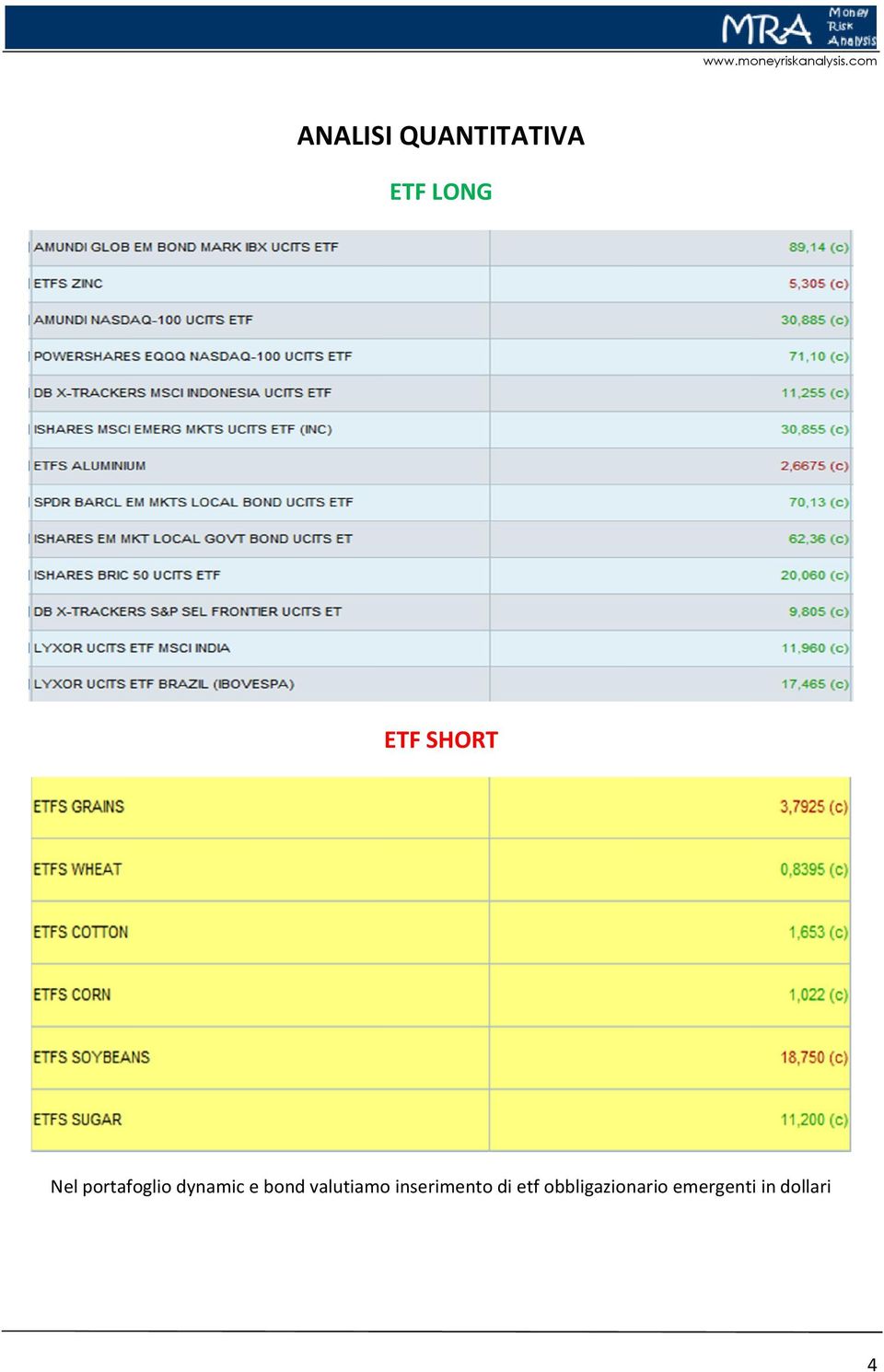 bond valutiamo inserimento di etf