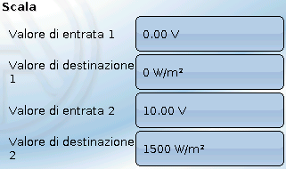 Parametrizzazione Tipo di sensore e valore di rilevamento Dopo la selezione dell'entrata desiderata si definisce il tipo di sensore.