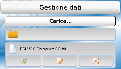 Gestione dati Firmware Carica... Dalla SD card è possibile caricare il firmware (= sistema operativo, file *.bin) nel regolatore o in altri apparecchi bus CAN X2.