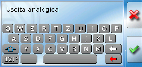 Visualizzazione con definizioni impostate Basi Per la modifica o la creazione di nuove definizioni è disponibile una tastiera alfanumerica.