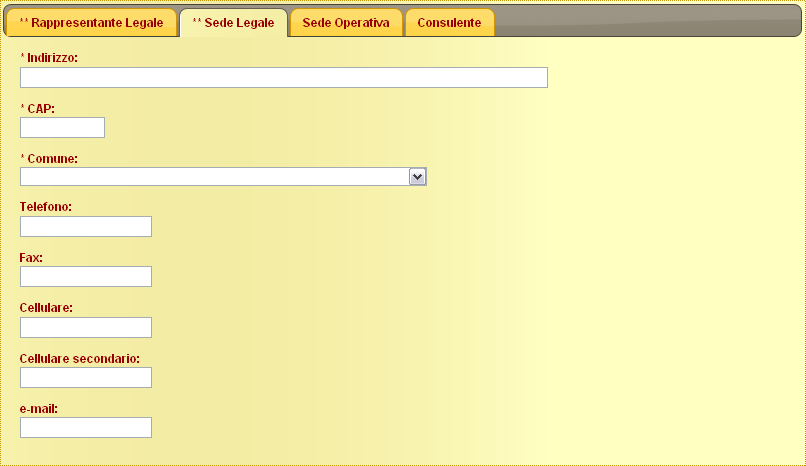 Rappresentante legale Figura 7 Scheda Rappresentante Legale.