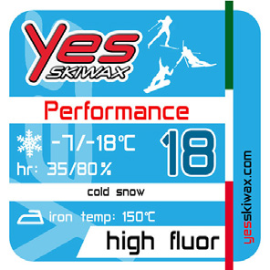 Performance - High Fluor Wax Performance 2: Adatta a nevi nuove con temperature vicine allo zero o a nevi cadenti non troppo fredde. YEPE2GR50 gr. 50 Temp:0/-2 C HR:60/95% YEPE2GR150 gr. 150 Temp.