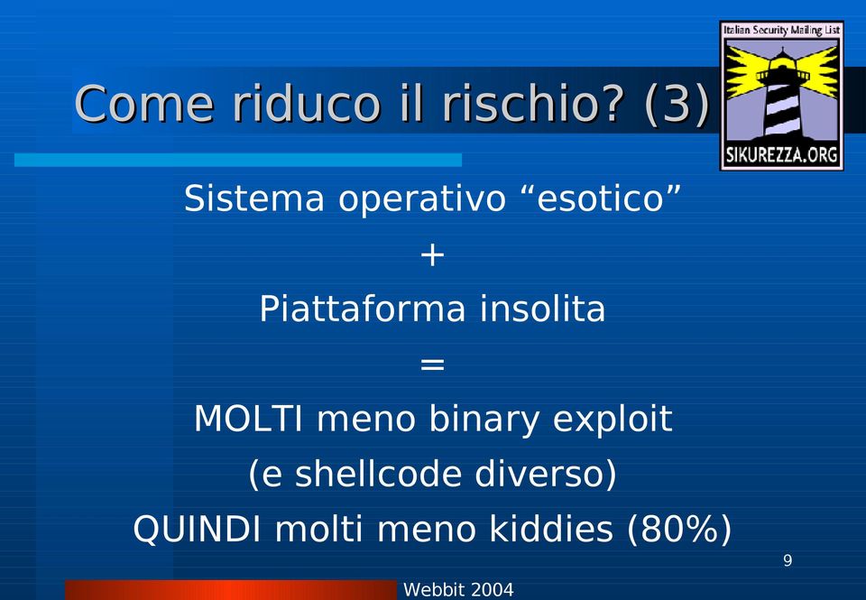 Piattaforma insolita = MOLTI meno binary