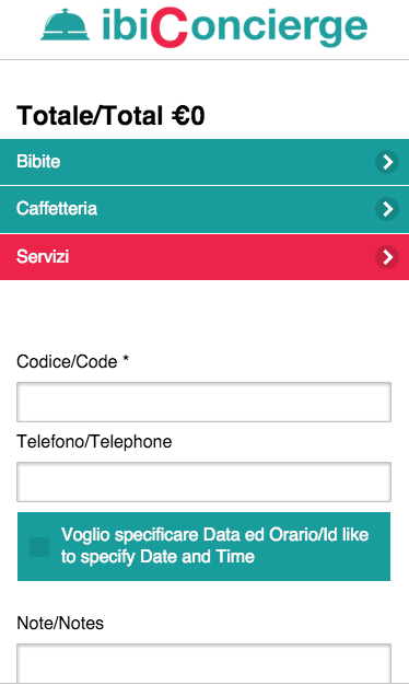 Applicazione lato cliente L applicazione web con cui il cliente può inviare l ordine, è raggiungibile da qualsiasi smartphone, tablet o computer, mediante inquadratura del codice QR o della URL