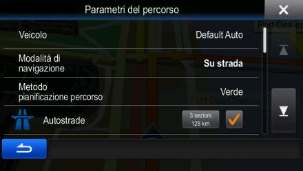 Questi cambiamenti possono essere fatti anche in Impostazioni. 1. Nella schermata Mappa toccare, quindi toccare. 2. Toccare uno dei tipi di strada elencati per modificare il percorso.