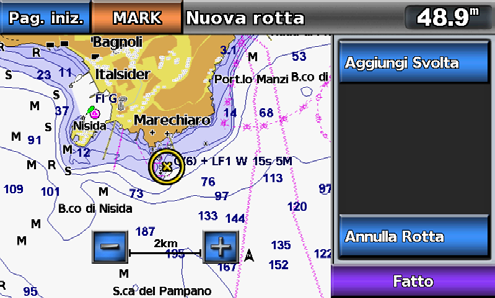 Navigazione 2. Selezionare il punto di partenza della rotta. Punto di partenza 3. Selezionare Aggiungi svolta per contrassegnare il punto di inizio della rotta. 4.