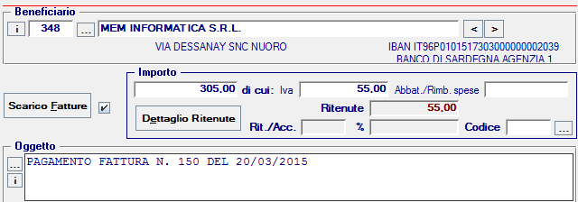 Pagina 4 di 7 A questo punto puoi procedere all inserimento della fattura come consuetudine; all atto dell emissione del mandato la fattura, se