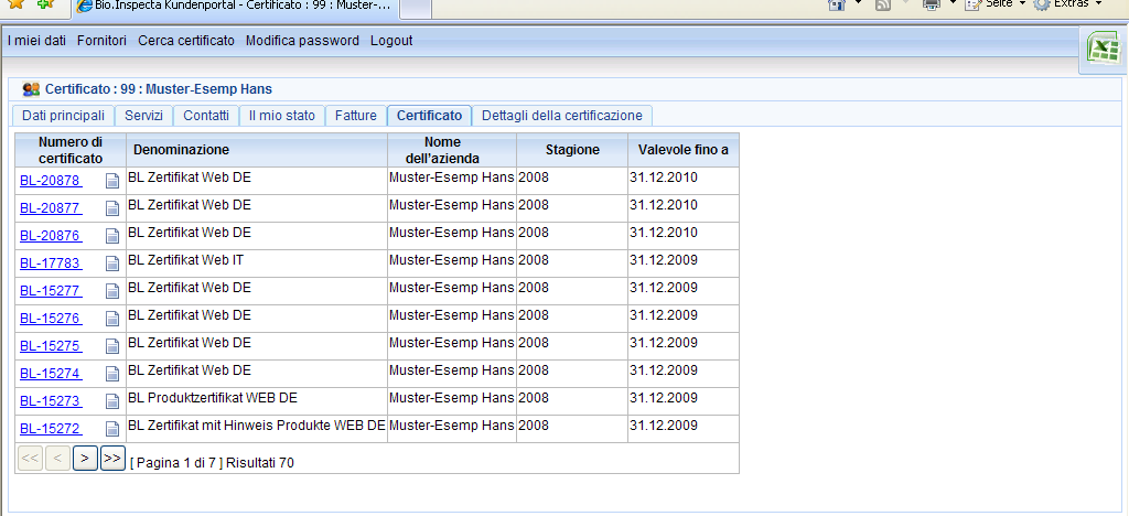 3.6. Certificati Qui trova i suoi certificati personali. Il certificato dalla validità più lunga viene mostrato in prima posizione.