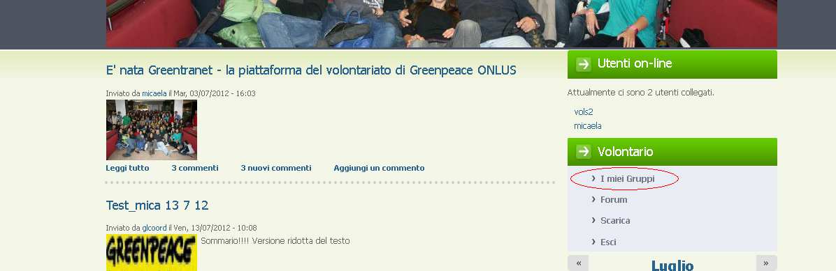 Cliccare successivamente sul gruppo di