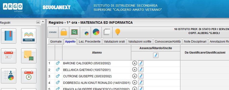 corrispettivi campi del registro del professore.