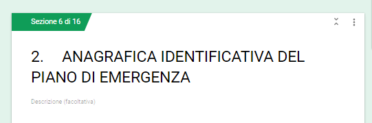 COSA PREVEDE IL QUESTIONARIO Anagrafica identificativa del Comune: codice ISTAT, Provincia, fusione di comuni Anagrafica identificativa del piano di emergenza: ufficio competente della pianificazione