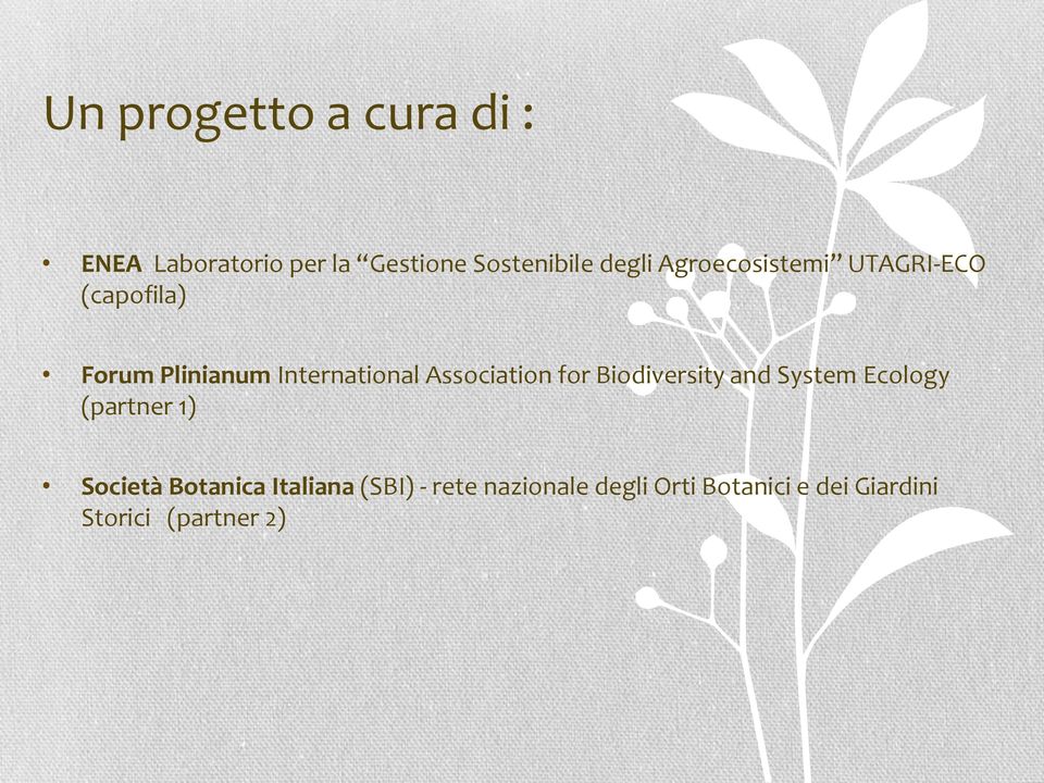 Association for Biodiversity and System Ecology (partner 1) Società Botanica