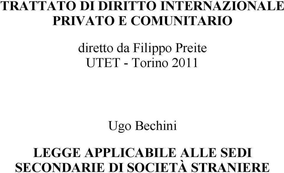 UTET - Torino 2011 Ugo Bechini LEGGE