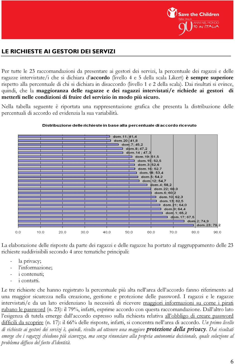 Dai risultati si evince, quindi, che la maggioranza delle ragazze e dei ragazzi intervistati/e richiede ai gestori di metterli nelle condizioni di fruire del servizio in modo più sicuro.