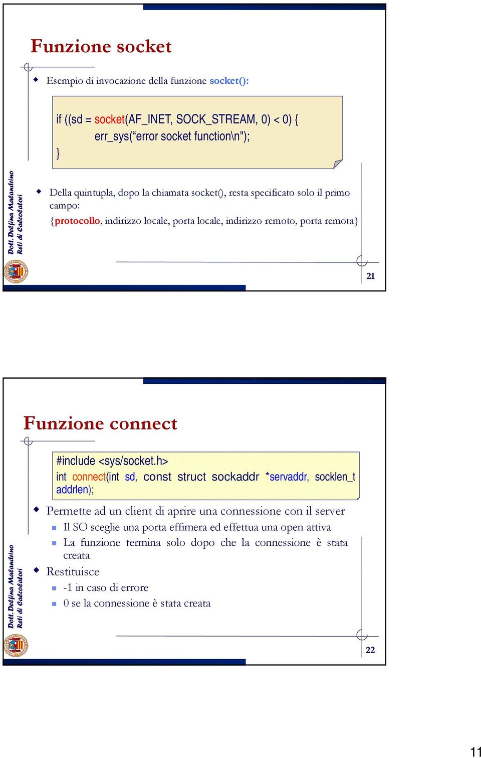 prmo 21 Funzone connect #nclude <sys/socket.