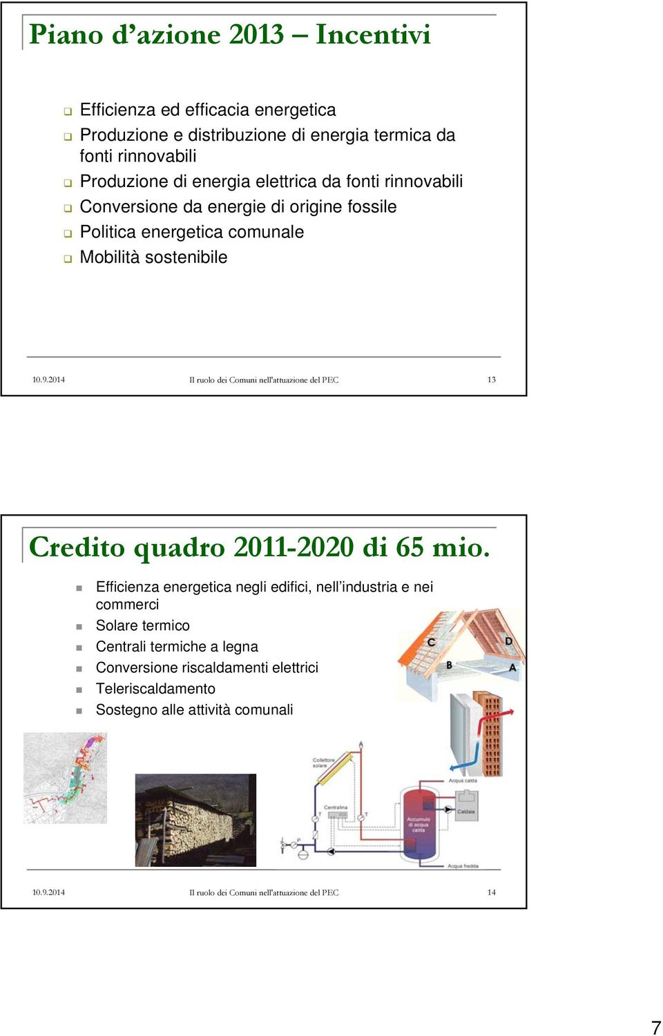 2014 Il ruolo dei Comuni nell'attuazione del PEC 13 Credito quadro 2011-2020 di 65 mio.