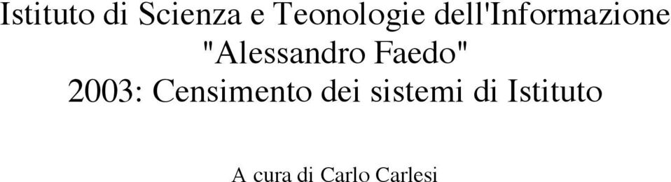 Faedo" 2003: Censimento dei