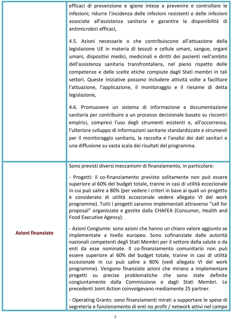 Azioni necessarie o che contribuiscono all'attuazione della legislazione UE in materia di tessuti e cellule umani, sangue, organi umani, dispositivi medici, medicinali e diritti dei pazienti