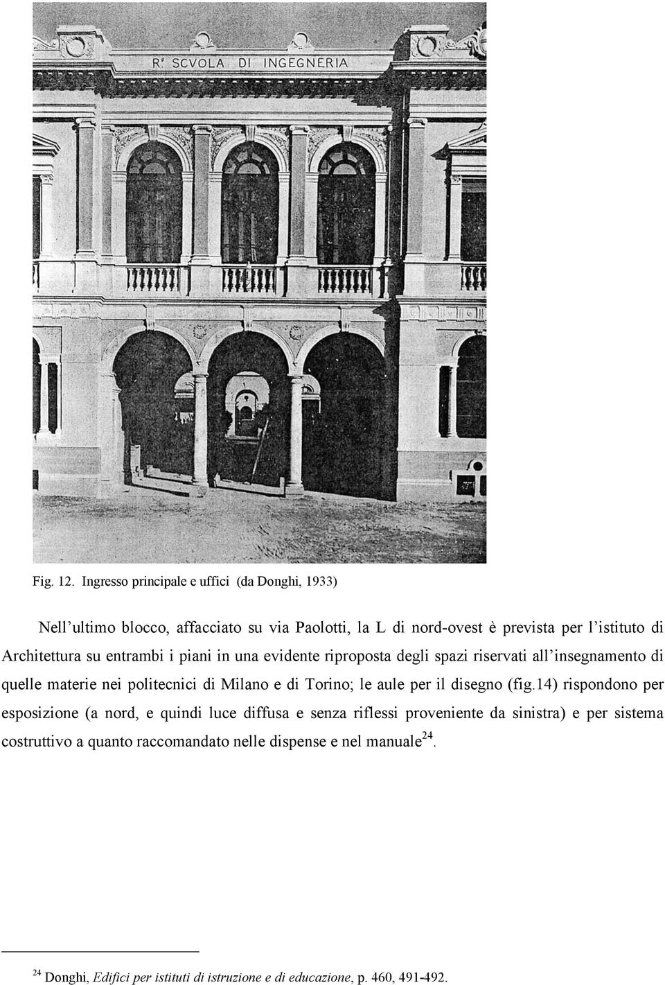 Architettura su entrambi i piani in una evidente riproposta degli spazi riservati all insegnamento di quelle materie nei politecnici di Milano e di