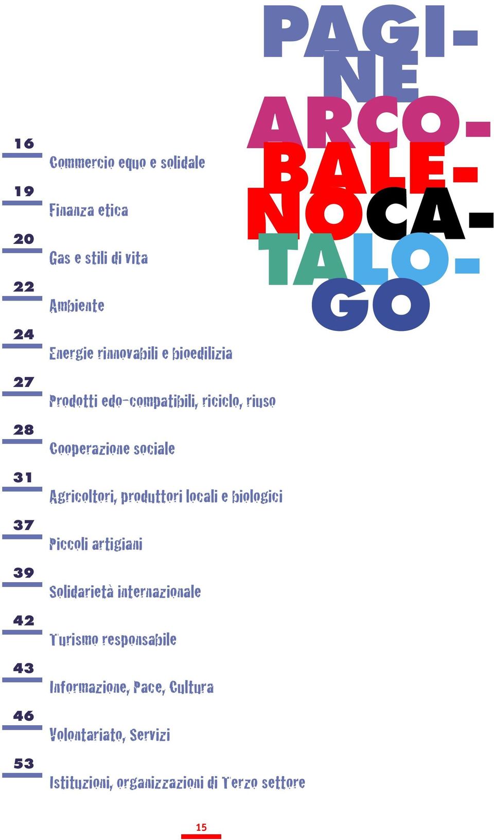 locali e biologici 37 Piccoli artigiani 39 Solidarietà internazionale 42 Turismo responsabile 43 Informazione,