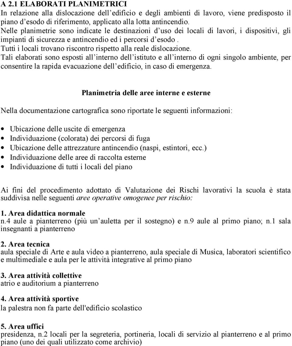 Tutti i locali trovano riscontro rispetto alla reale dislocazione.