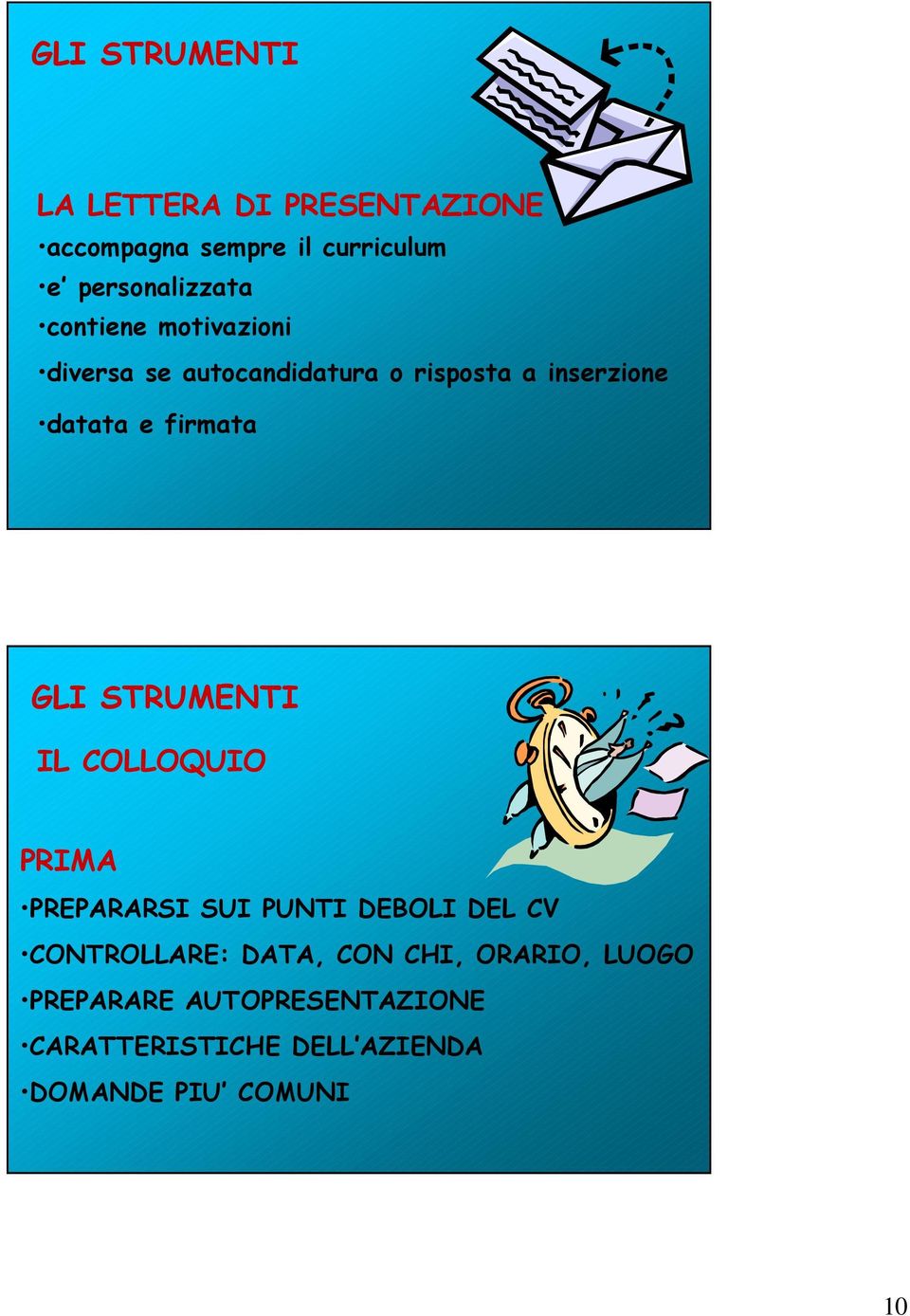 GLI STRUMENTI IL COLLOQUIO PRIMA PREPARARSI SUI PUNTI DEBOLI DEL CV CONTROLLARE: DATA, CON