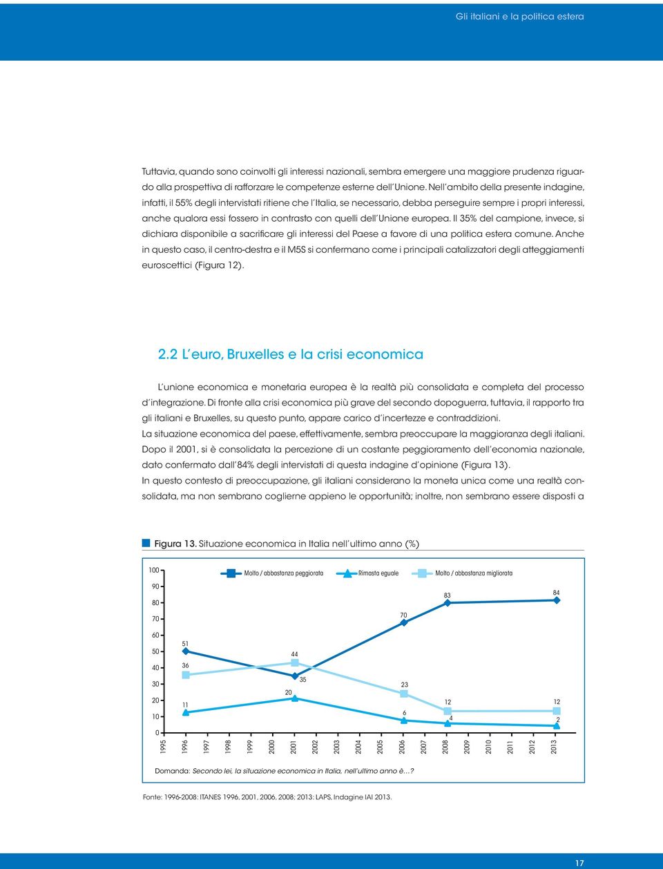 quelli dell Unione europea. Il 35% del campione, invece, si dichiara disponibile a sacrificare gli interessi del Paese a favore di una politica estera comune.