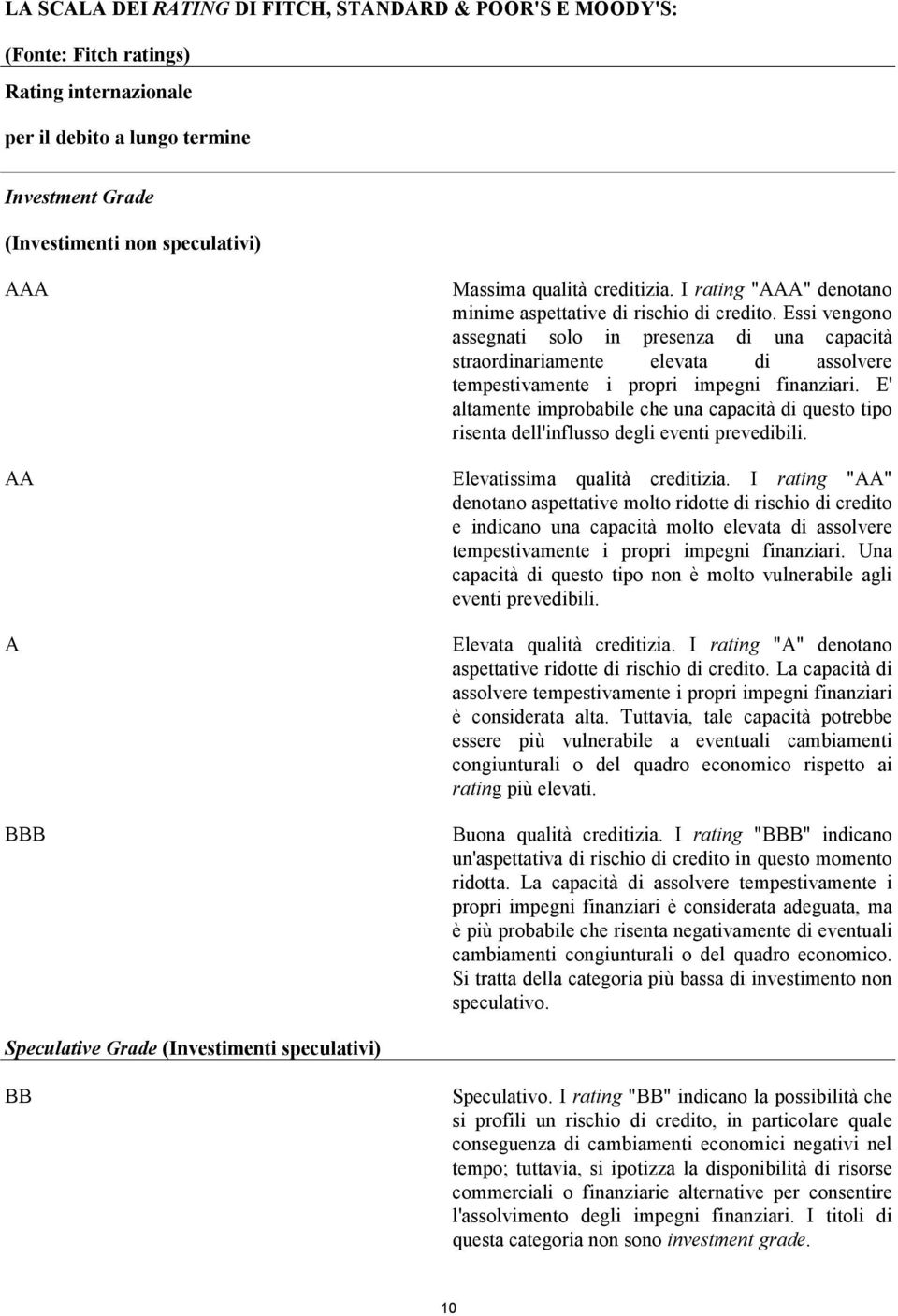 Essi vengono assegnati solo in presenza di una capacità straordinariamente elevata di assolvere tempestivamente i propri impegni finanziari.