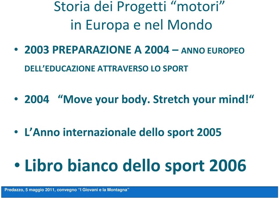 ATTRAVERSO LO SPORT 2004 Move your body.