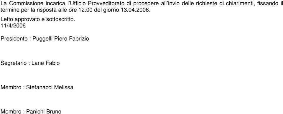 00 del giorno 13.04.2006. Letto approvato e sottoscritto.