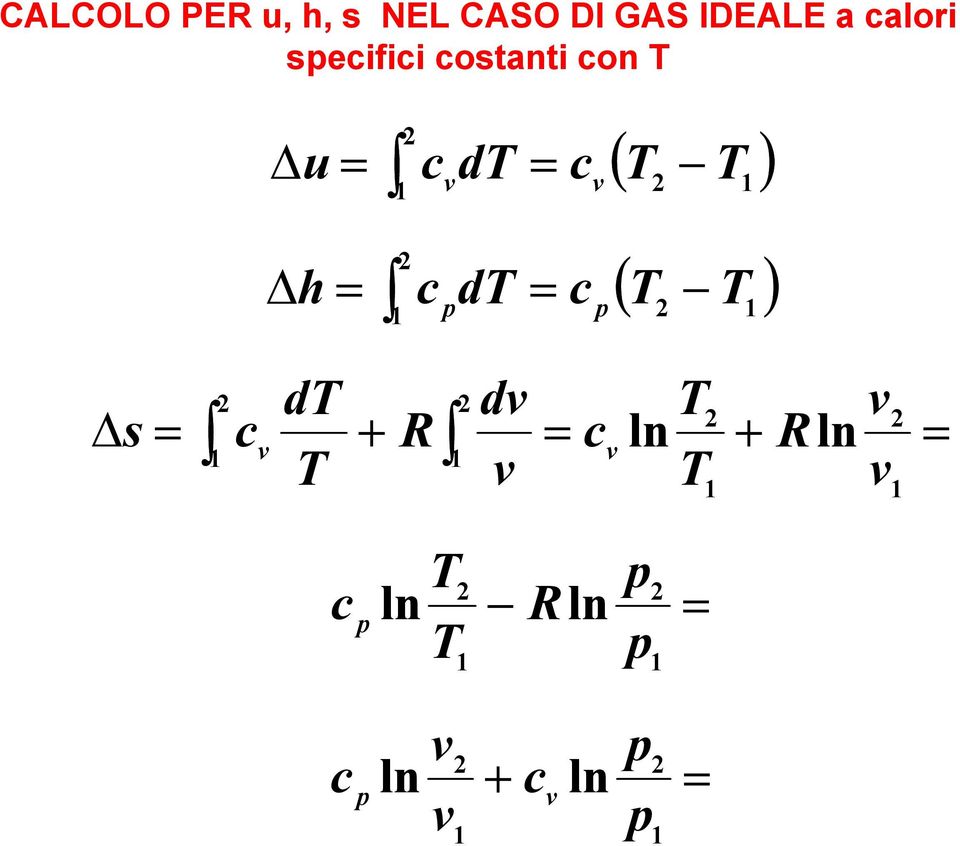 h, s NEL CASO DI GAS