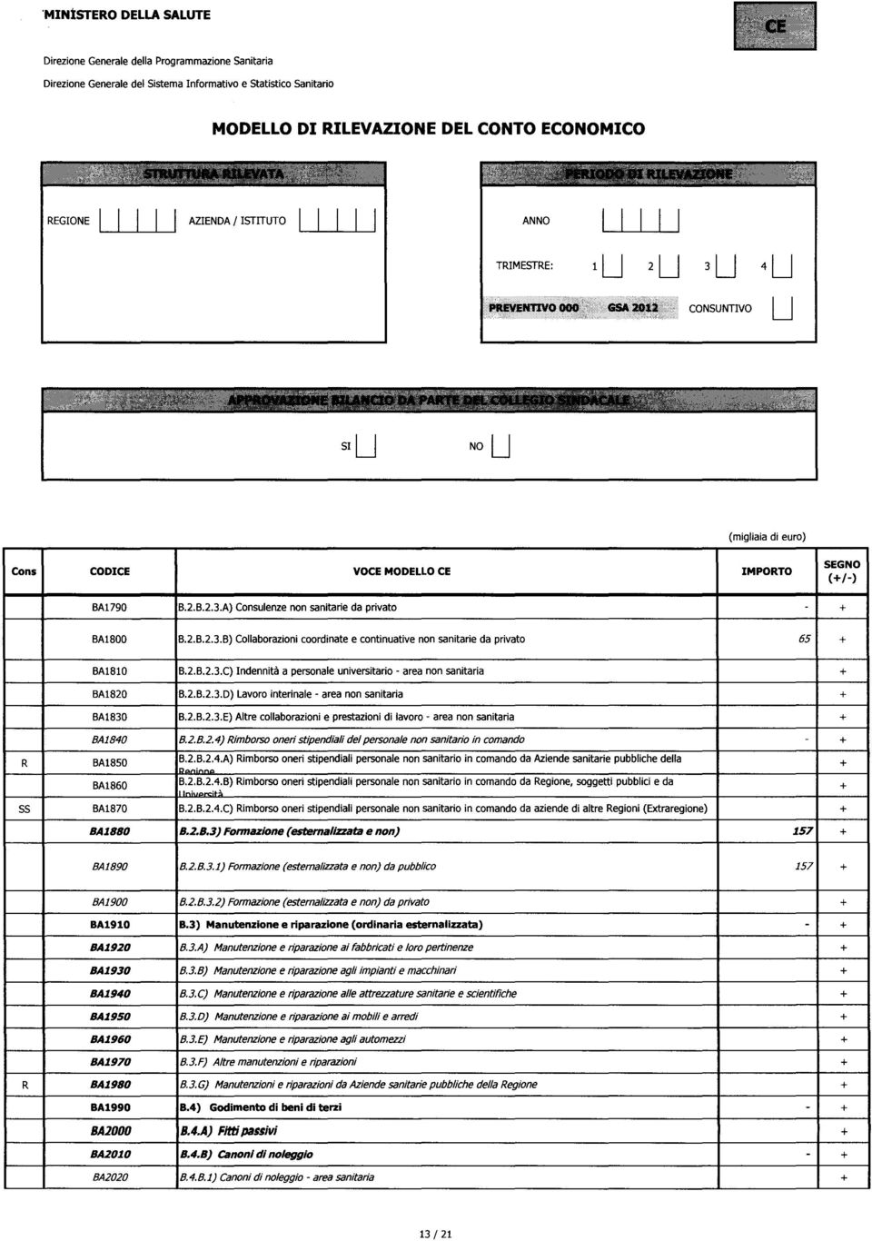 2.8.2.4) Rimborso oneri stipendiali del personale non sanitario in comando - R BA1850 B.2.B.2.4.A) Rimborso oneri stipendiali personale non sanitario in comando da Aziende sanitarie pubbliche della BA1860 B.