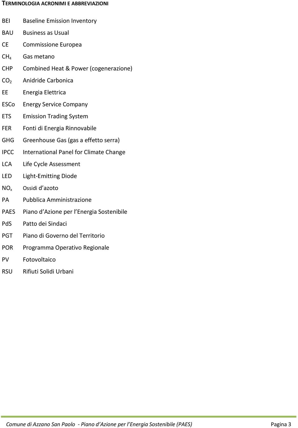 (gas a effetto serra) International Panel for Climate Change Life Cycle Assessment Light Emitting Diode Ossidi d azoto Pubblica Amministrazione Piano d Azione per l Energia Sostenibile