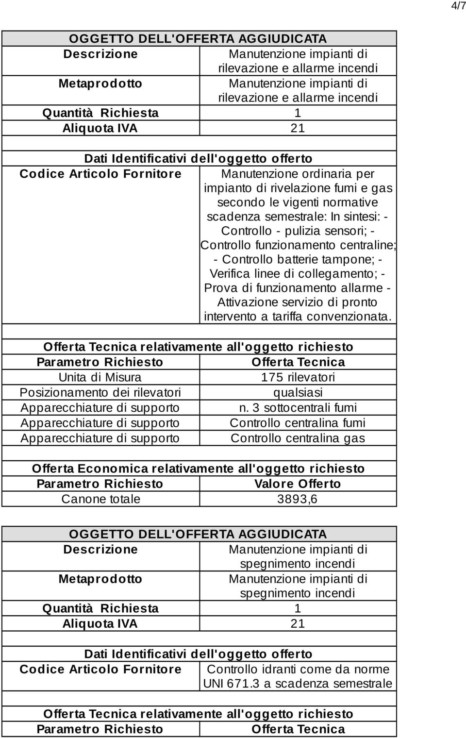 Attivazione servizio di pronto intervento a tariffa convenzionata. 175 rilevatori Posizionamento dei rilevatori qualsiasi Apparecchiature di supporto n.