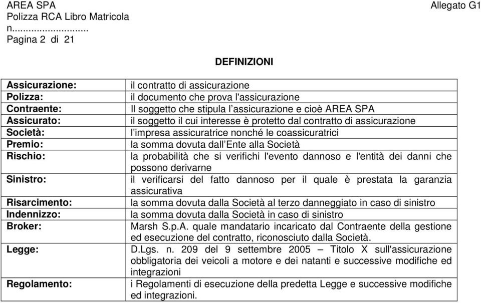 coassicuratrici la somma dovuta dall Ente alla Società la probabilità che si verifichi l'evento dannoso e l'entità dei danni che possono derivarne il verificarsi del fatto dannoso per il quale è