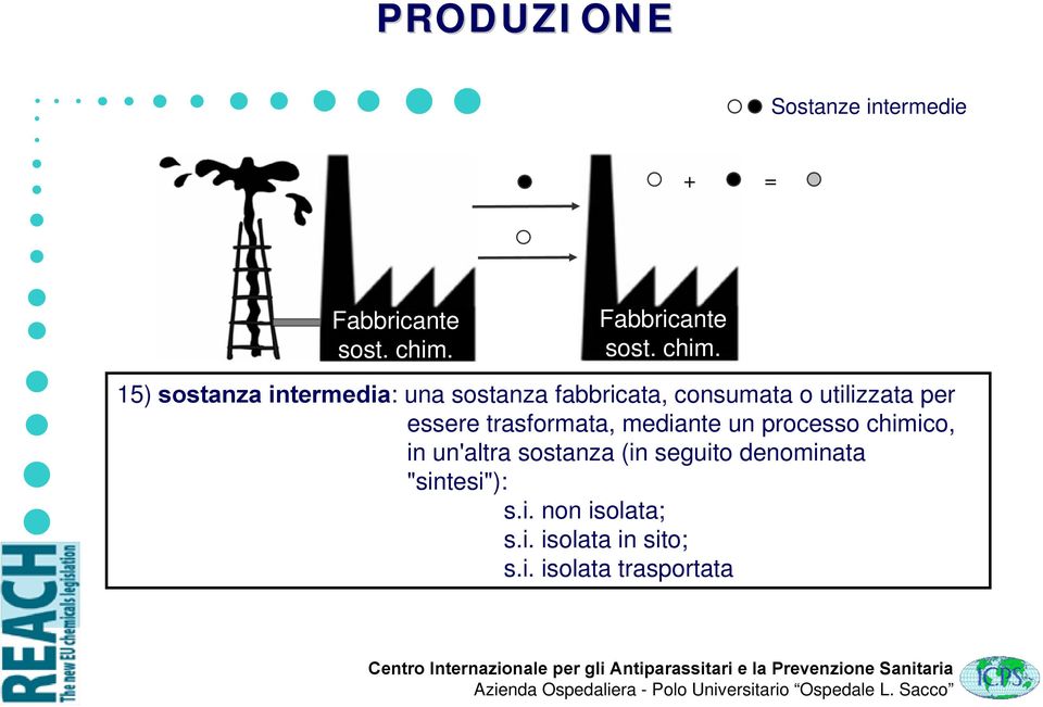 15) sostanza intermedia: una sostanza fabbricata, consumata o utilizzata per