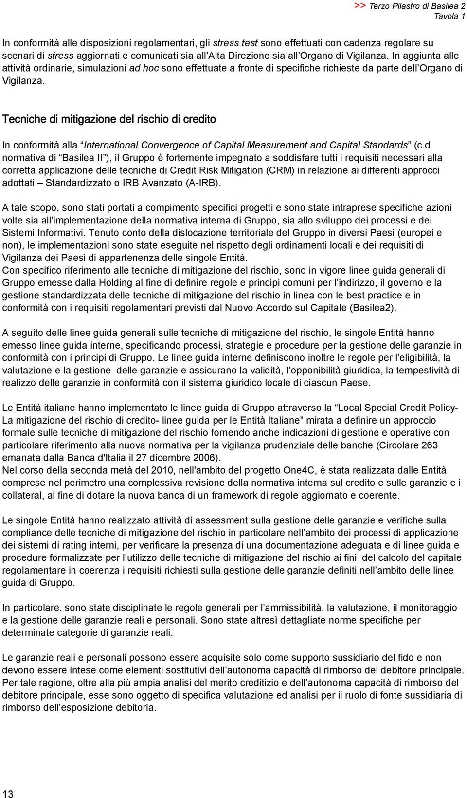 Tecniche di mitigazione del rischio di credito In conformità alla International Convergence of Capital Measurement and Capital Standards (c.