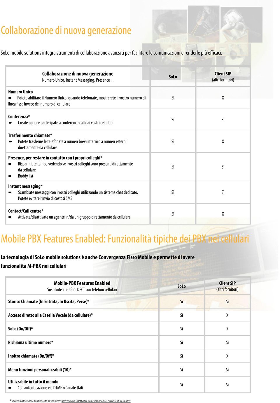 .. Numero Unico Potete abilitare il Numero Unico: quando telefonate, mostrerete il vostro numero di linea fissa invece del numero di cellulare Conferenza* Create oppure partecipate a conference call