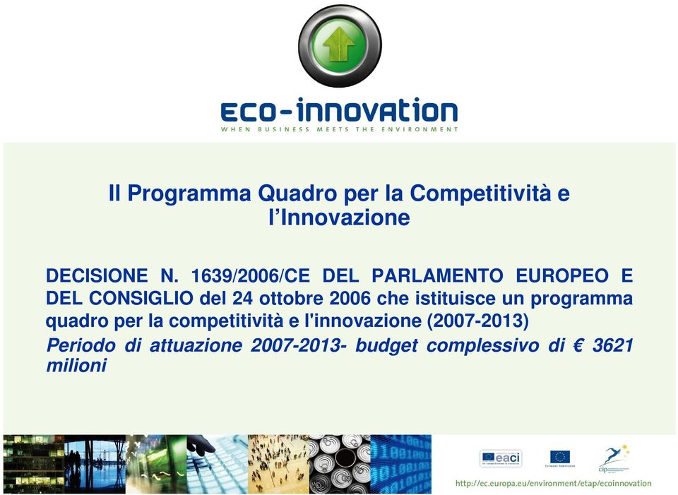 che istituisce un programma quadro per la competitività e l'innovazione