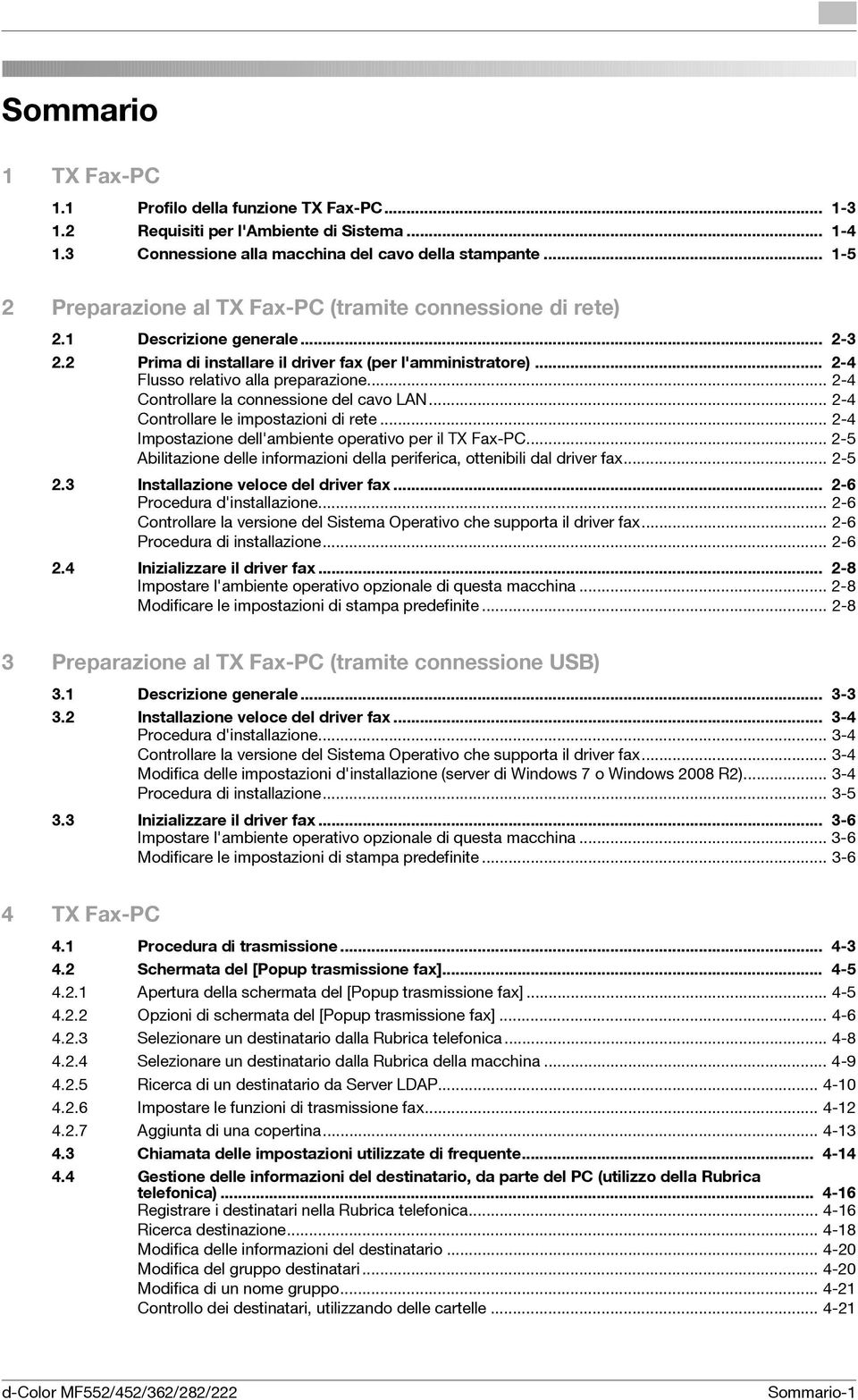 .. 2-4 Controllare la connessione del cavo LAN... 2-4 Controllare le impostazioni di rete... 2-4 Impostazione dell'ambiente operativo per il TX Fax-PC.