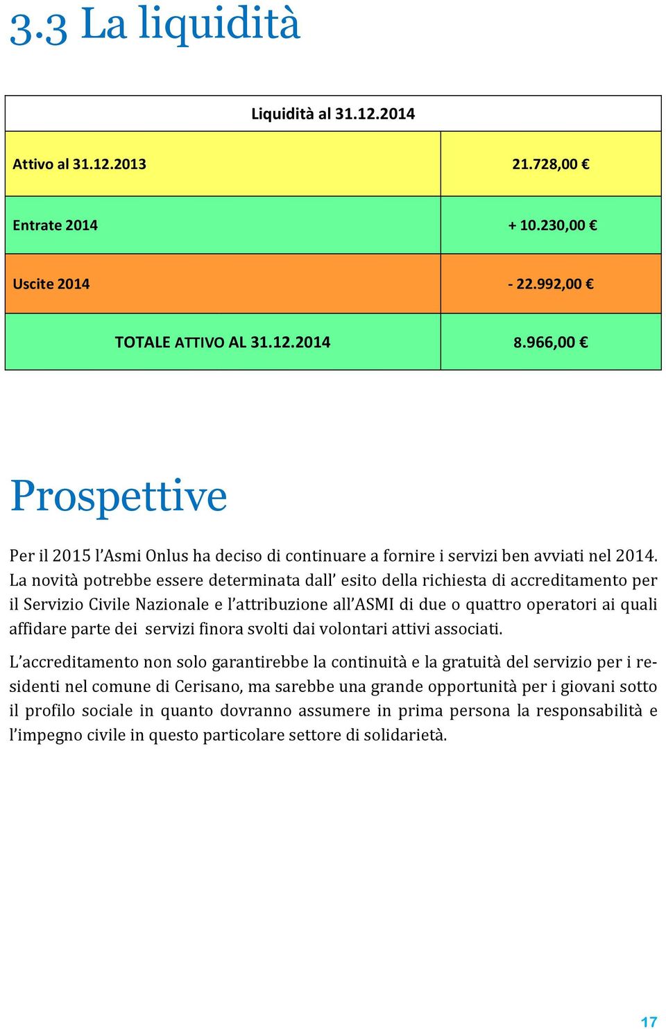 La novità potrebbe essere determinata dall esito della richiesta di accreditamento per il Servizio Civile Nazionale e l attribuzione all ASMI di due o quattro operatori ai quali affidare parte dei